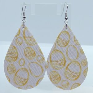 Faux Leather Dangle Earrings Easter Eggs Spring
